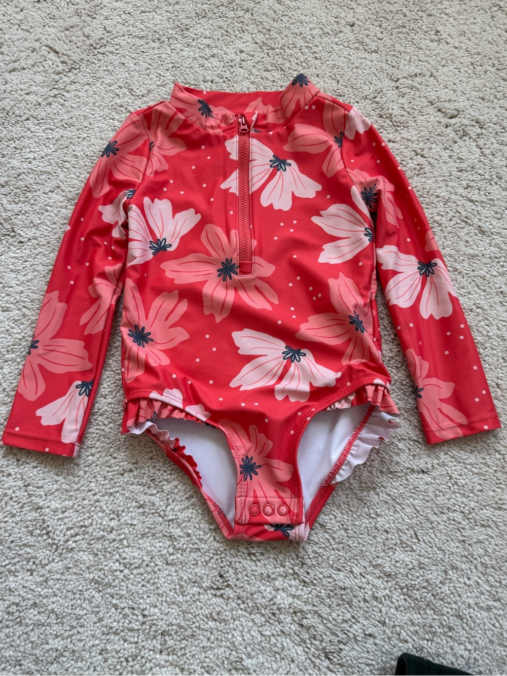 2T Simple Joys By Carter’s Girls' Pink Floral Long-Sleeve Rash Guard Swimsuit